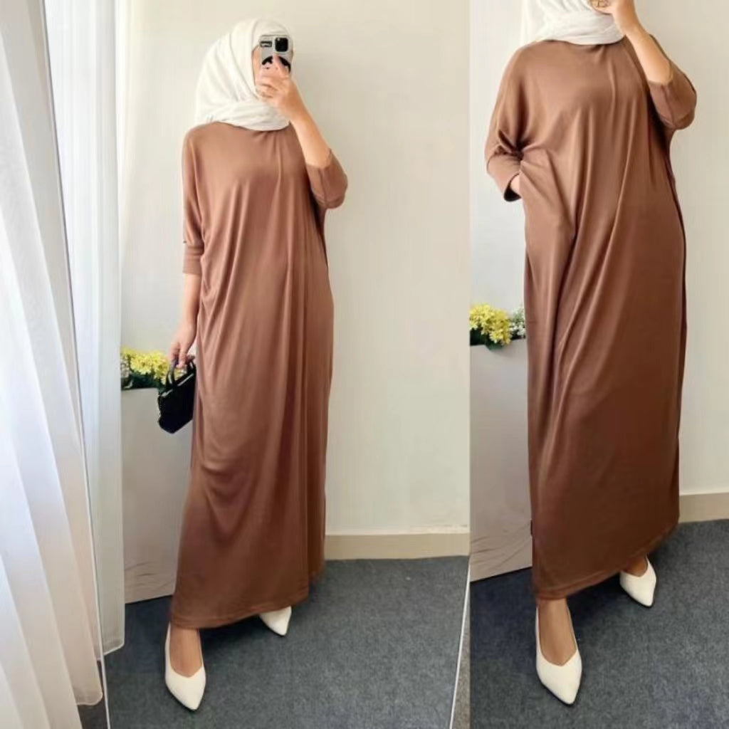 Premium Knit Batwing Gamis Dress Long Jumbo