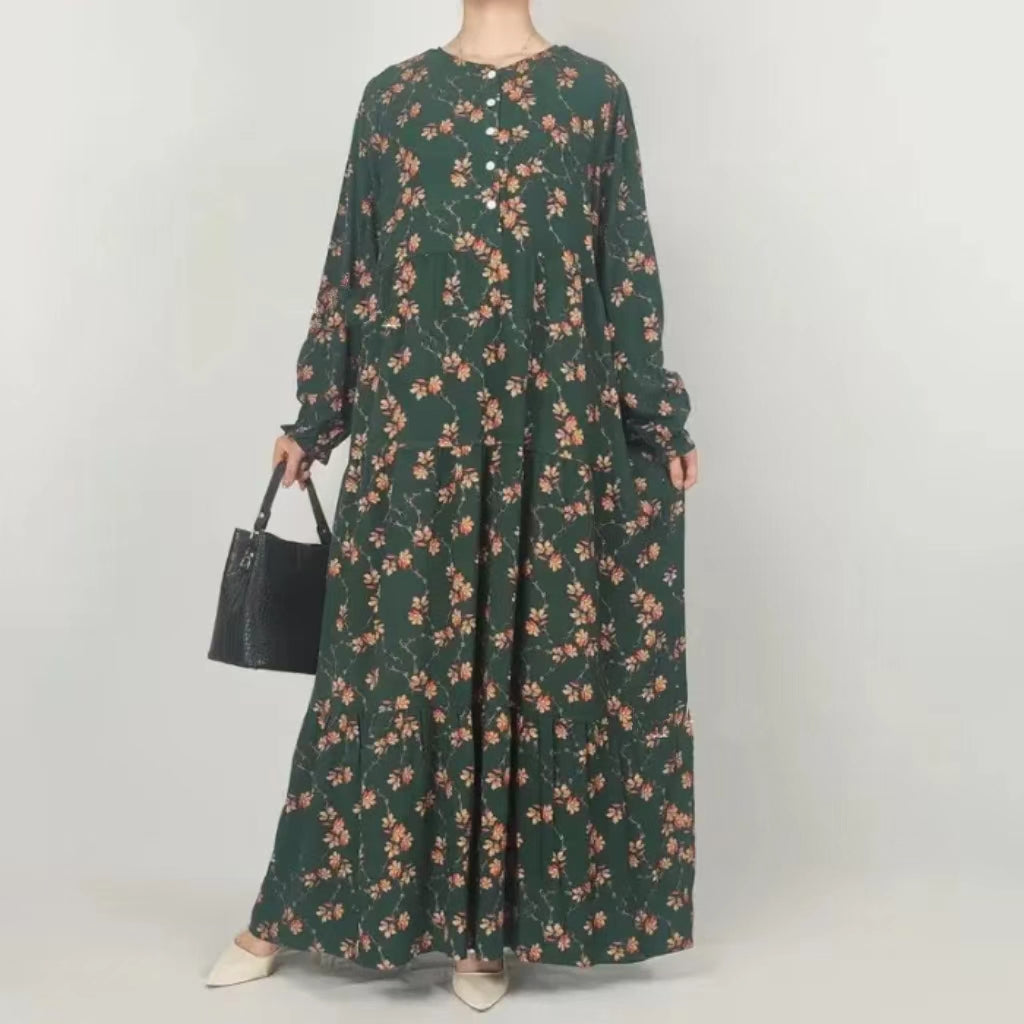 Rayon long Maxi dress flower design