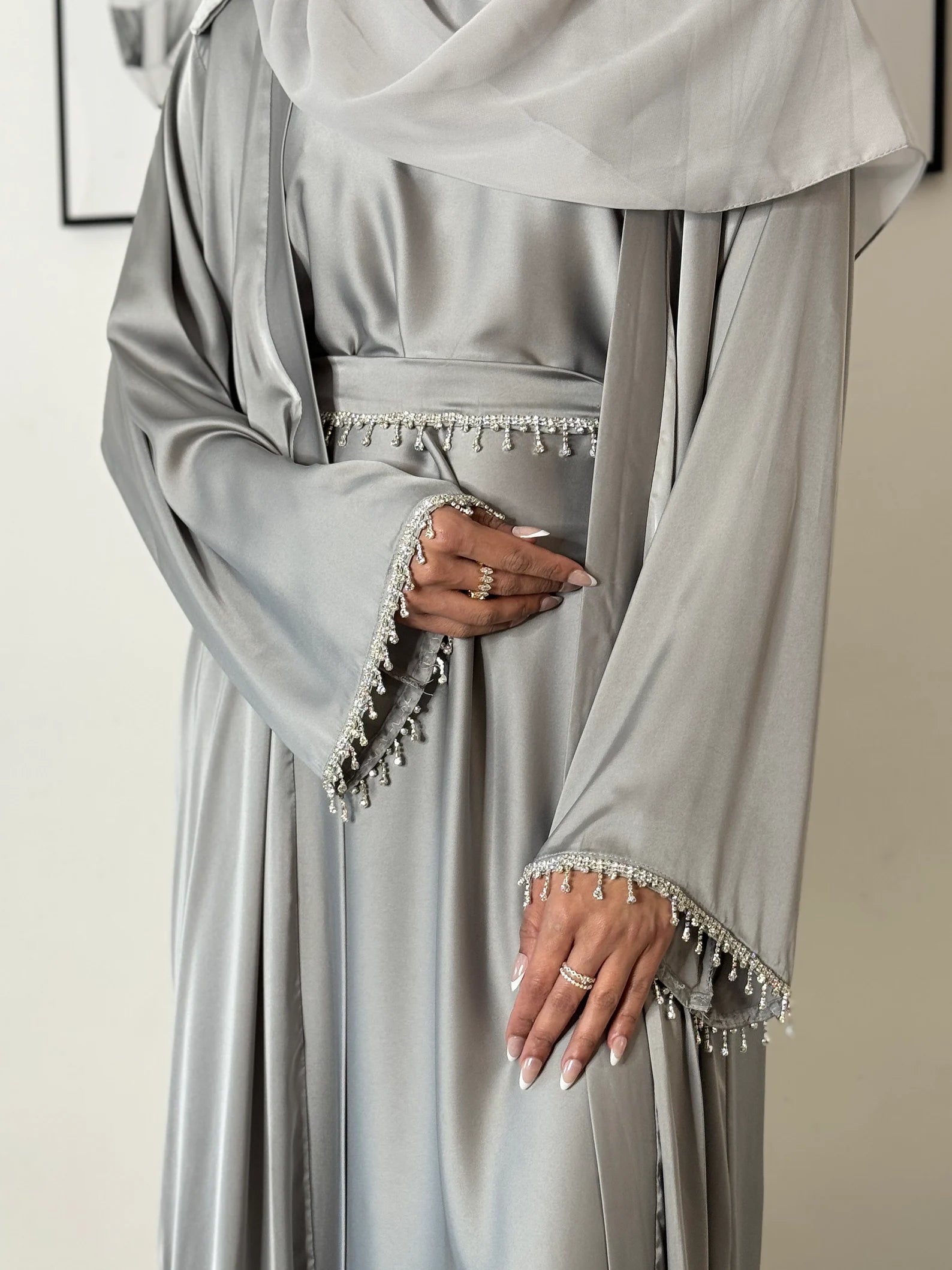 Diamond Satin 4-Piece Open-Cloak Robe Set