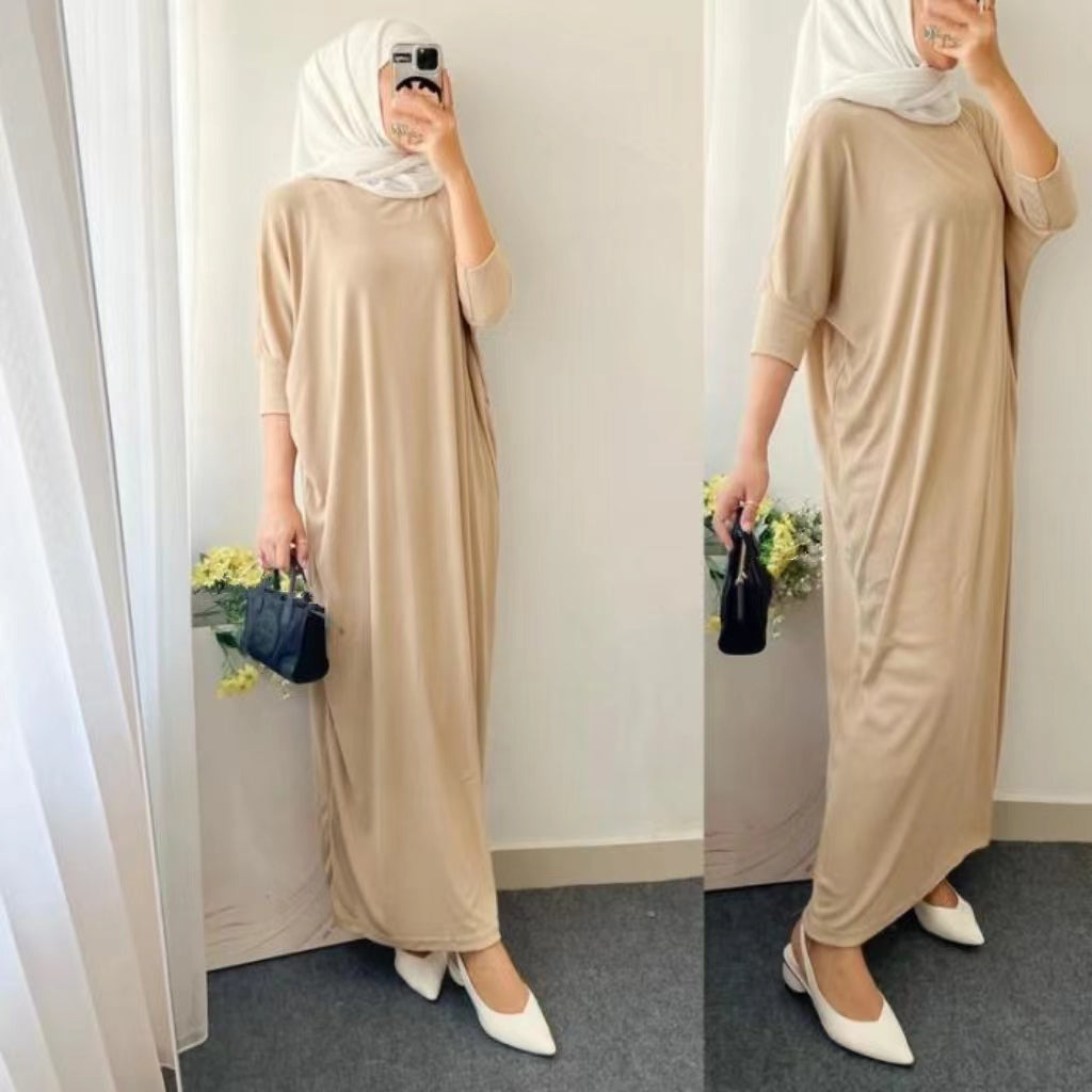 Premium Knit Batwing Gamis Dress Long Jumbo