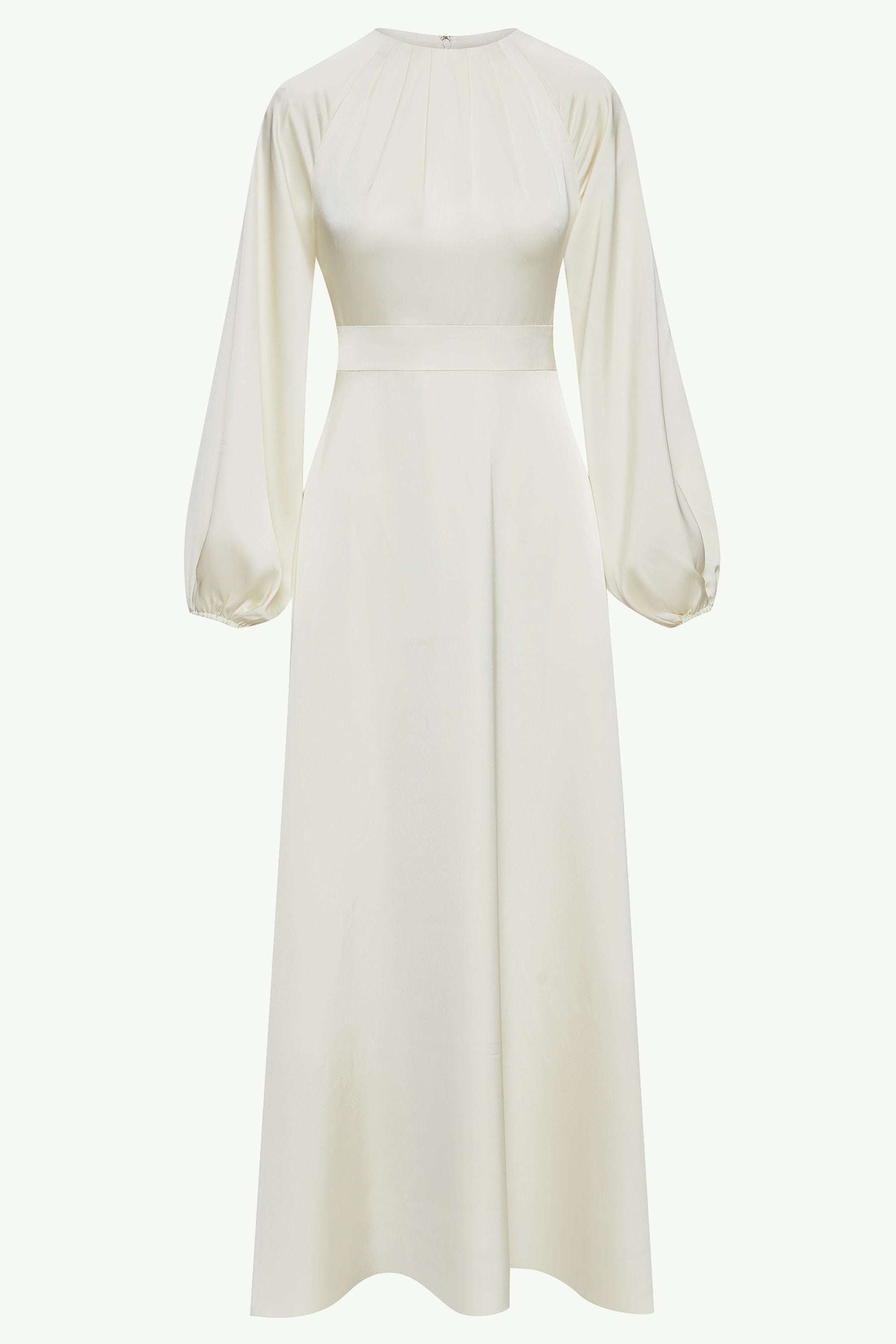 Luna Satin Balloon Sleeve Maxi Dress - Off White