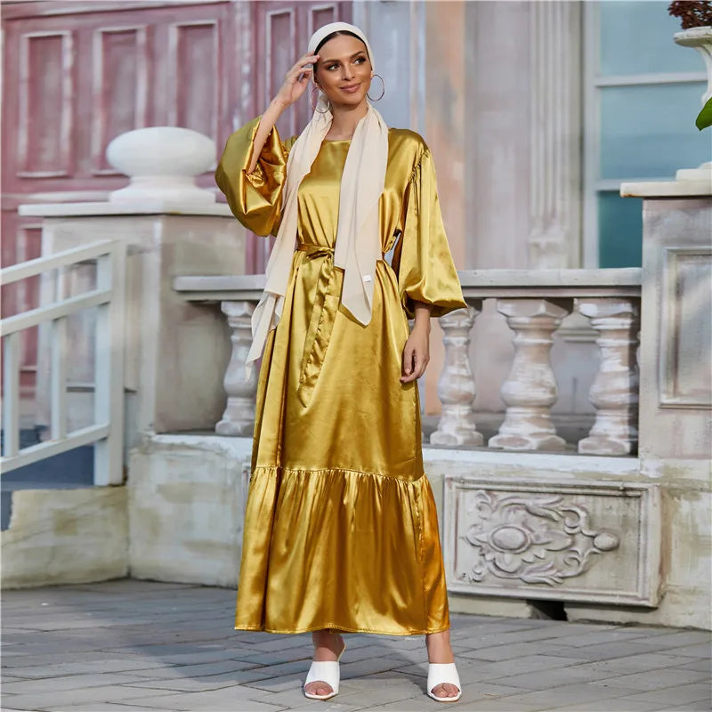 Elegant Islamic Dubai Woman Dress Islamic Simple Muslim Dresses Home dress muslim Islamic Clothing 2021