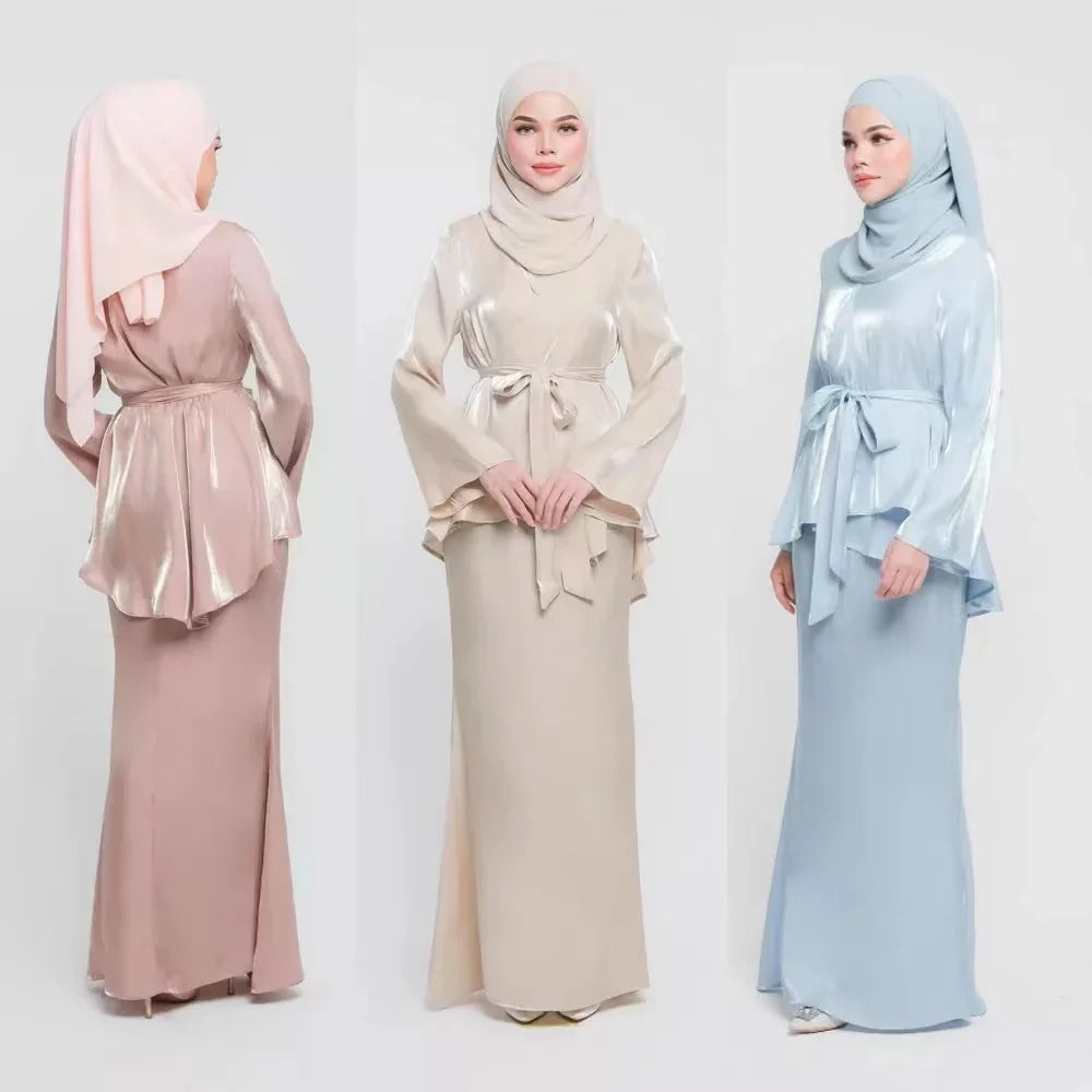 Loriya 2023 Nouvelles Robes Modest Abaya Shinny Polyester Shinny Abaya Femmes Musulmanes Été Abaya 