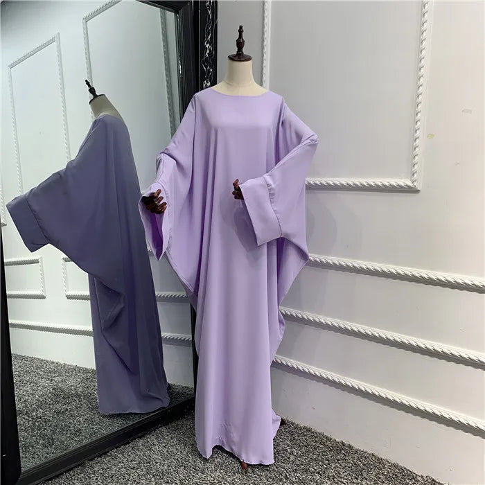 Hot Sale Latest Islamic Clothing Muslim Abaya Solid Colors Batwing Style Kaftan Burka Islamic Dress