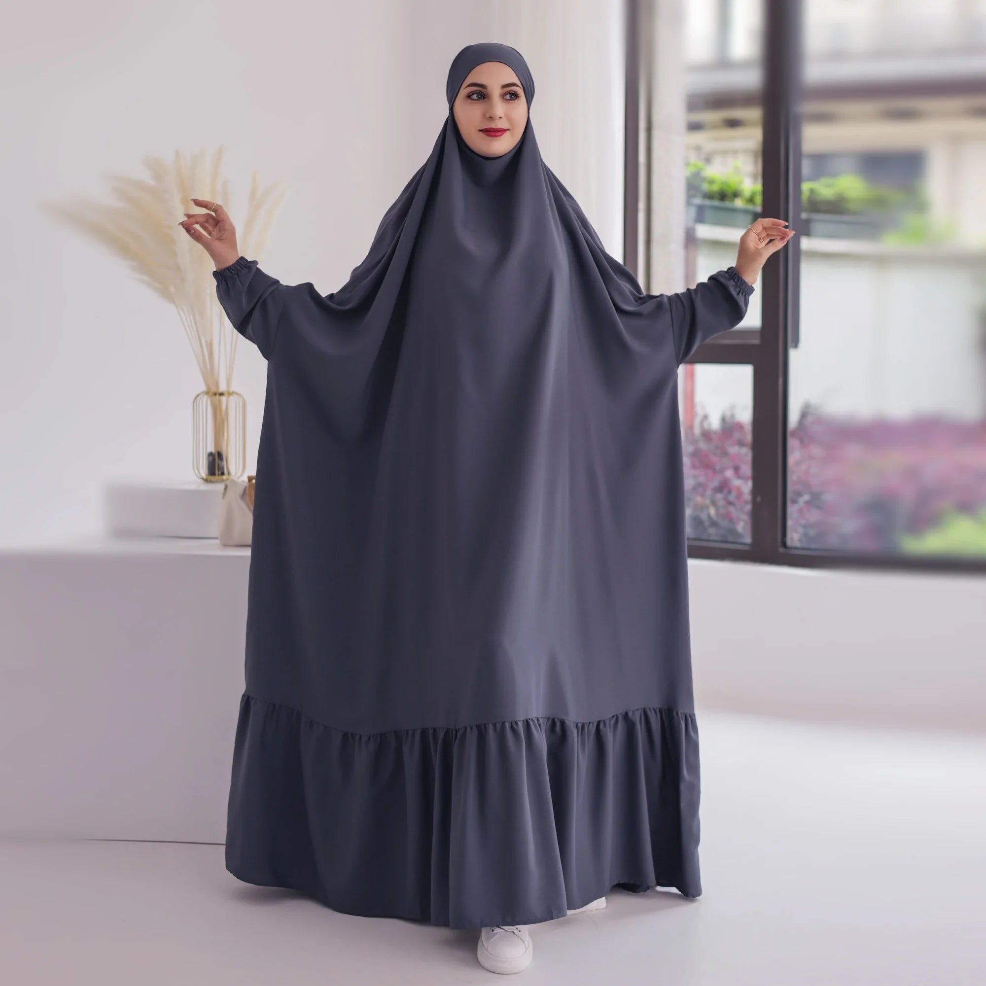 Loriya One Piece Jilbab Muslim Prayer Dress Overhead Khimar Abaya Traditional Muslim Clothing & Accessories