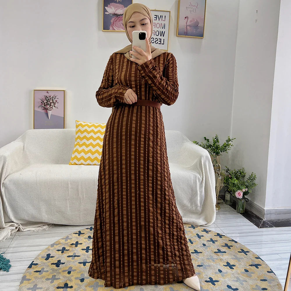 Elegant Muslim Maxi Abaya Dress for Muslim Women Stretch Polyester Islamic Dress from Loriya Fashion