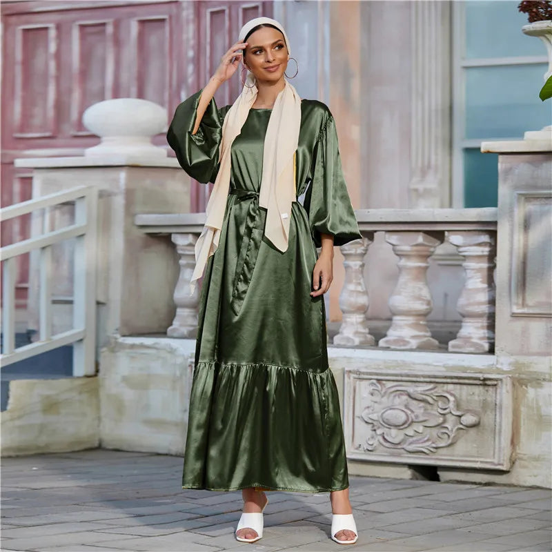 Elegant Islamic Dubai Woman Dress Islamic Simple Muslim Dresses Home dress muslim Islamic Clothing 2021