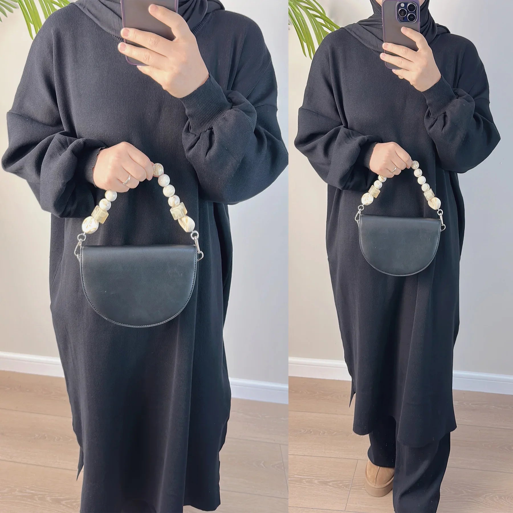 Loriya  Winter Abaya Sweater Dress Pants Set Warm Modest Abaya Women Muslim Dress Islamic Clothing Women Abaya