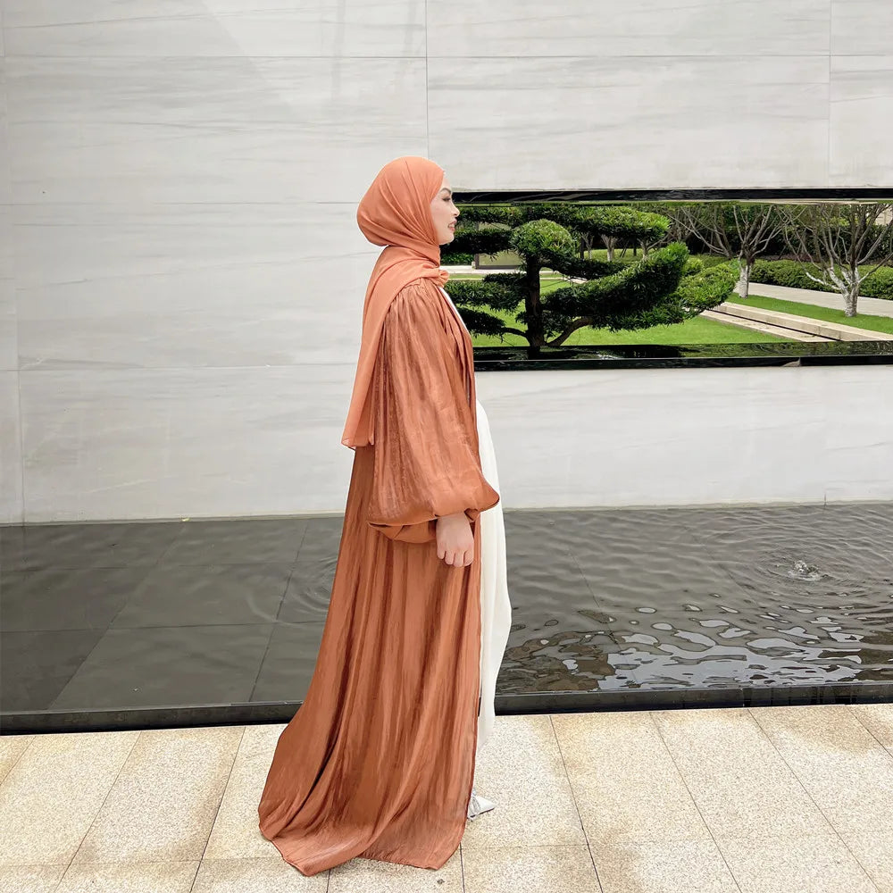 Loriya Gros Modeste Femmes Ouvert Abaya Robe Islamique Moderne Moyen-Orient Arabie Dubaï Vêtements Islamiques 