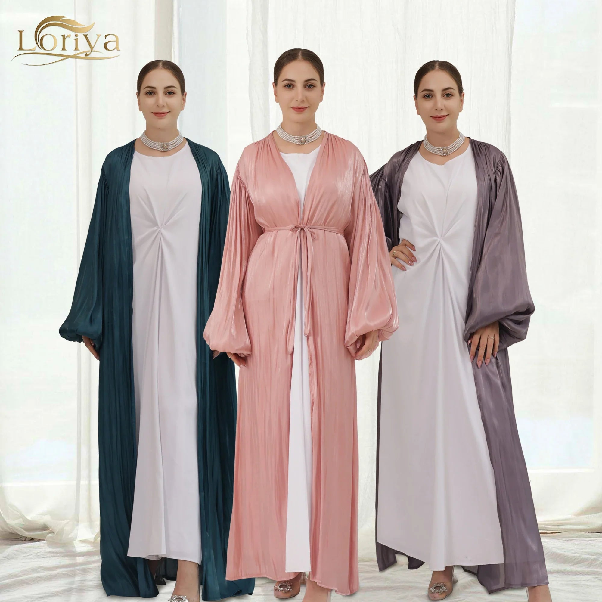 Loriya Wholesale Modest Women Open Abaya Islamic Dress Modern Middle East Arabia Dubai Islamic Clothing