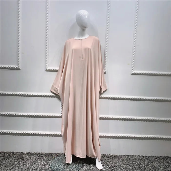 Loriya Wholesale Eid Plus Size Islamic Clothing Muslim Women Jilbab Prayer Butterfly Sleeve Abaya Dress and 3 Layers Khimar