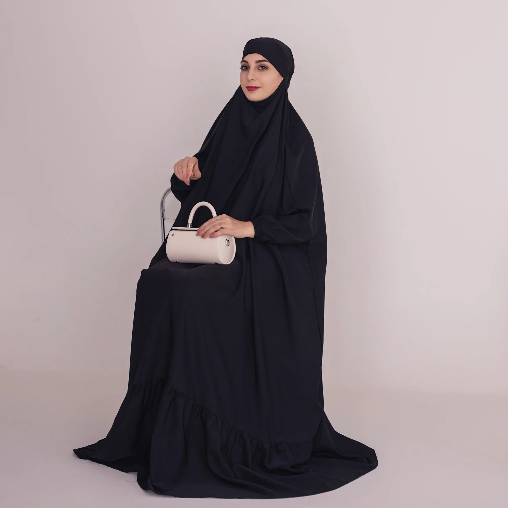 Loriya One Piece Jilbab Muslim Prayer Dress Overhead Khimar Abaya Traditional Muslim Clothing & Accessories