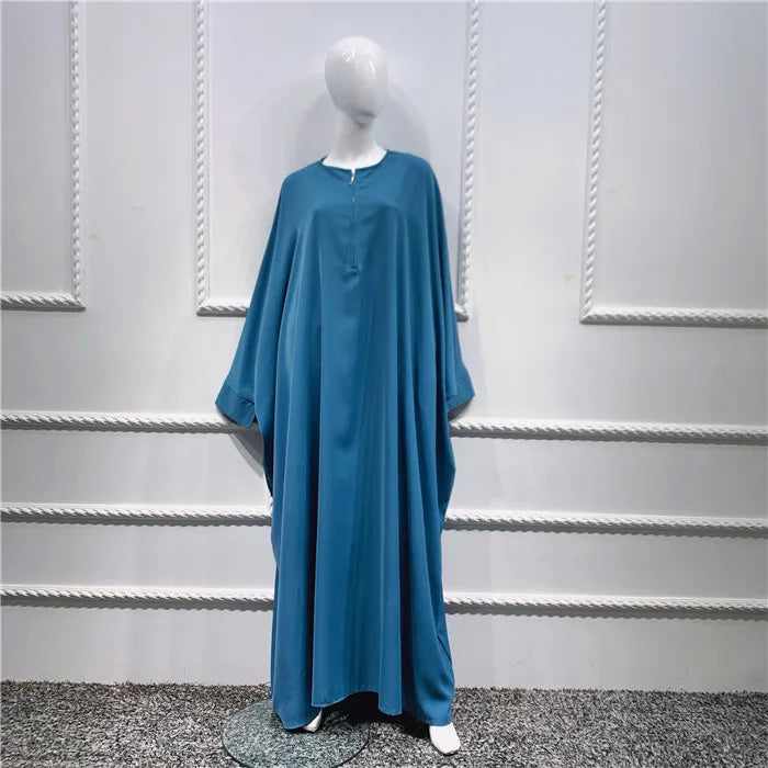 Loriya Wholesale Eid Plus Size Islamic Clothing Muslim Women Jilbab Prayer Butterfly Sleeve Abaya Dress and 3 Layers Khimar