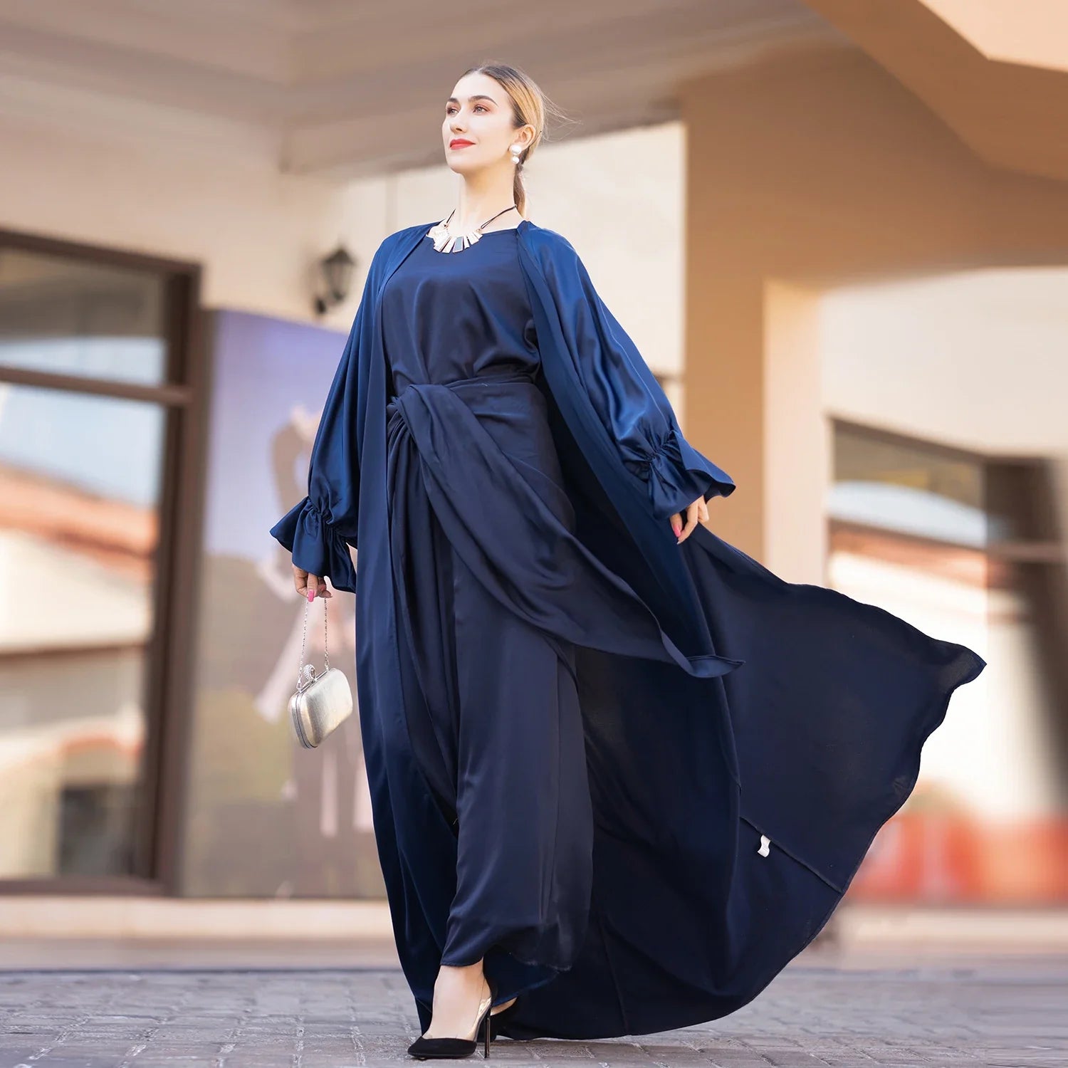 Loriya Hot Sell New kaftan abaya Satin ethnic Abaya women muslim dress turkey traditional muslim clothing  Islamic Clothing