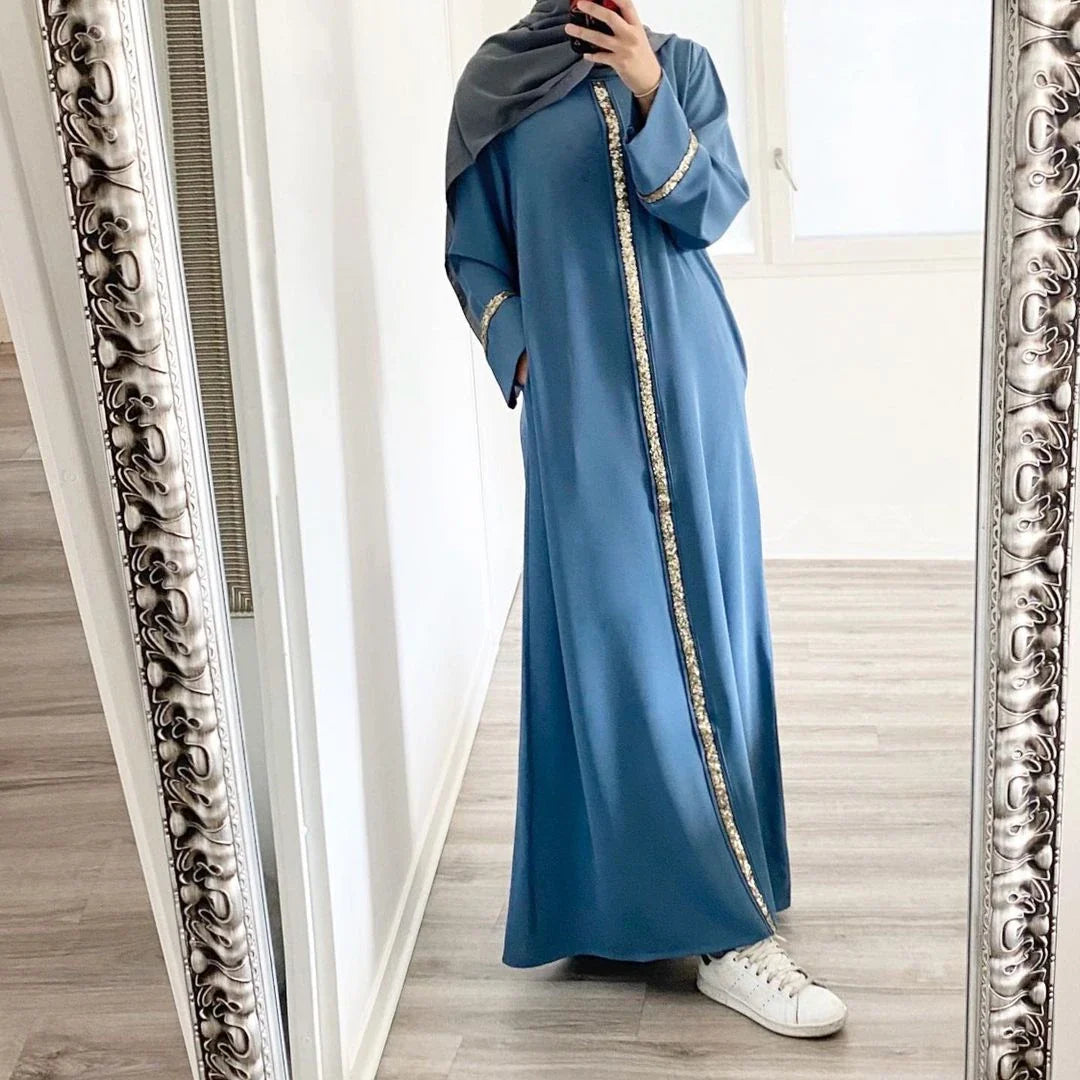 Fashionable Islamic Clothing Muslim Abaya with Sequins Islamic Dress For Muslim Women