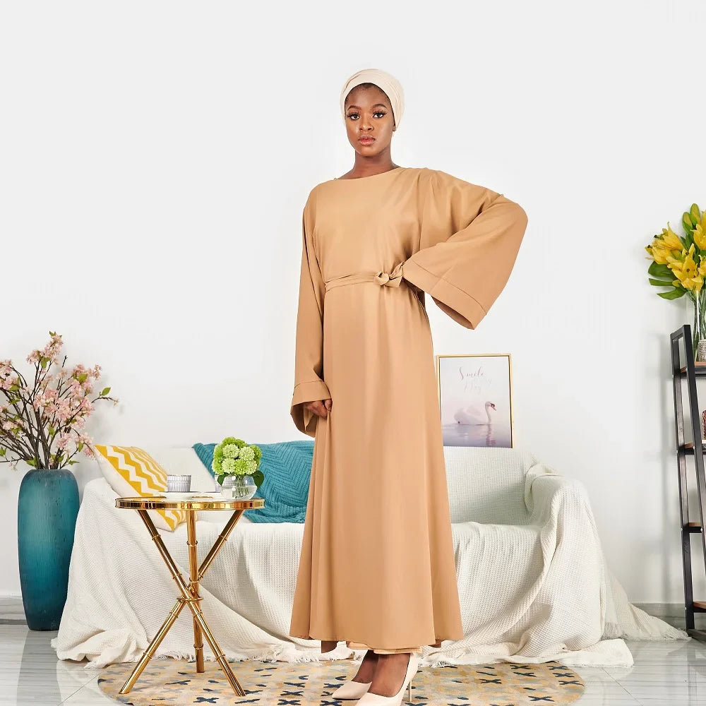 LR363 EID Abaya Dubaï Turquie Couleur unie Simple Modeste Vêtements islamiques Robe pour femmes musulmanes Abaya 