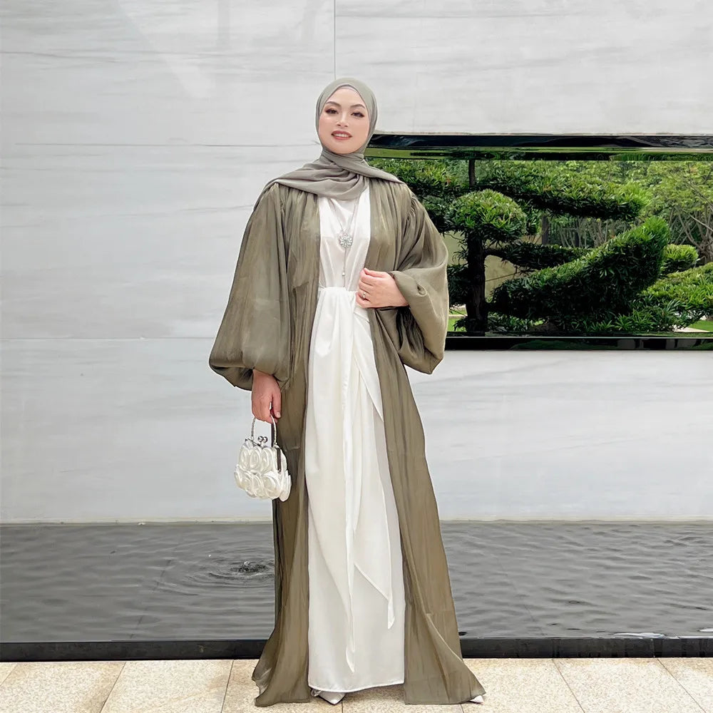 Loriya Gros Modeste Femmes Ouvert Abaya Robe Islamique Moderne Moyen-Orient Arabie Dubaï Vêtements Islamiques 