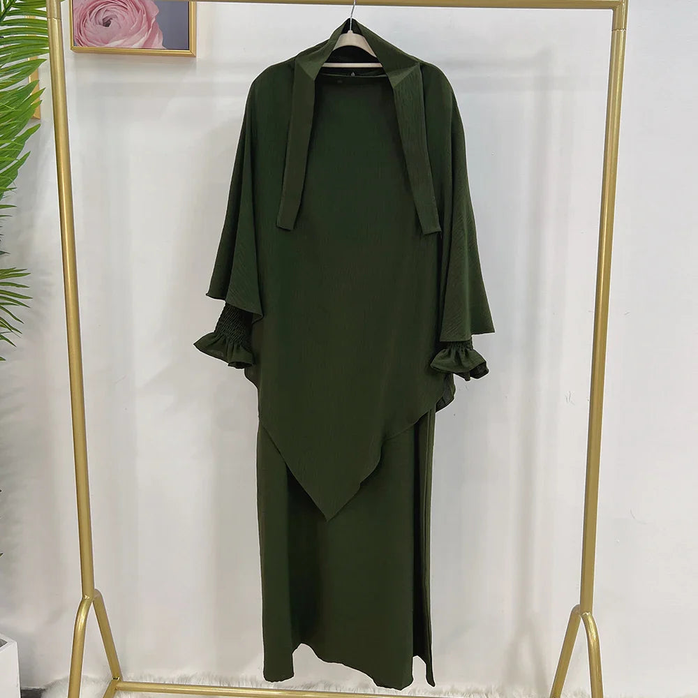 Loriya Fashion Vêtements islamiques 2023 EID Prayer Abaya Set Robes modestes et deux couches Khimar Turquie Dubaï Abaya Robe musulmane 