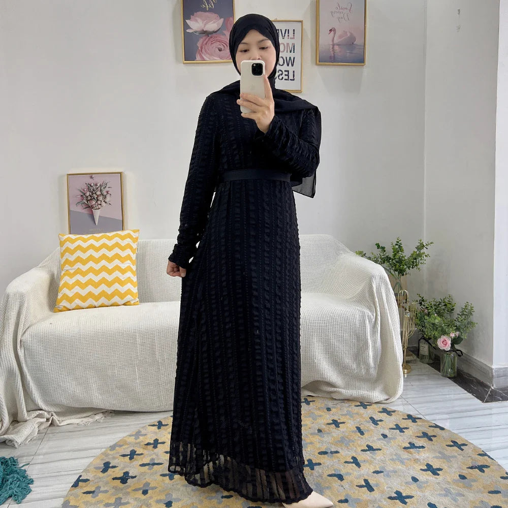 Elegant Muslim Maxi Abaya Dress for Muslim Women Stretch Polyester Islamic Dress from Loriya Fashion