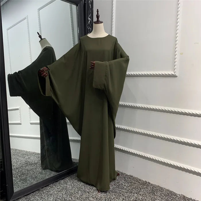 Hot Sale Latest Islamic Clothing Muslim Abaya Solid Colors Batwing Style Kaftan Burka Islamic Dress