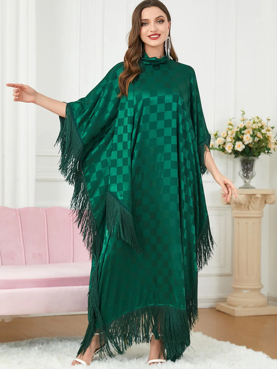 Wholesale Ramadan Tassel Free Size Islamic Women Middle East Kaftan Dress Traditional Muslim Clothing