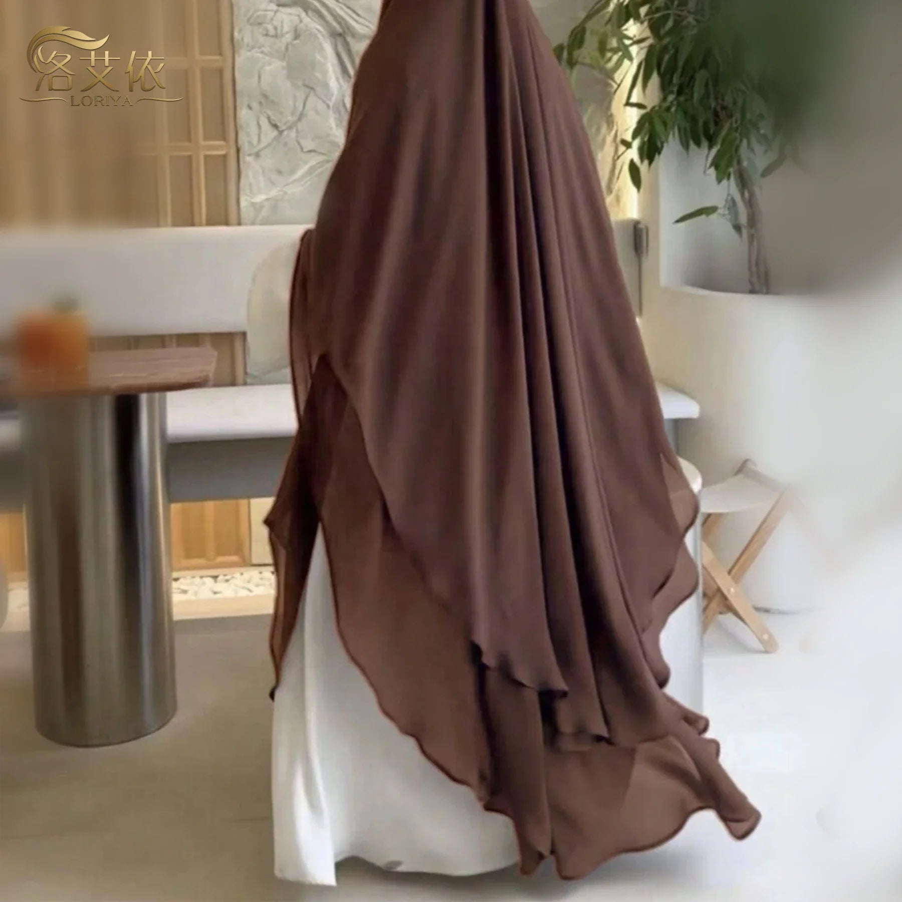 2024 New Turkey Overhead Tie Back Plain Prayer Scarf Muslim Women Hijab 2 Layers Long Niqab Chiffon Khimar