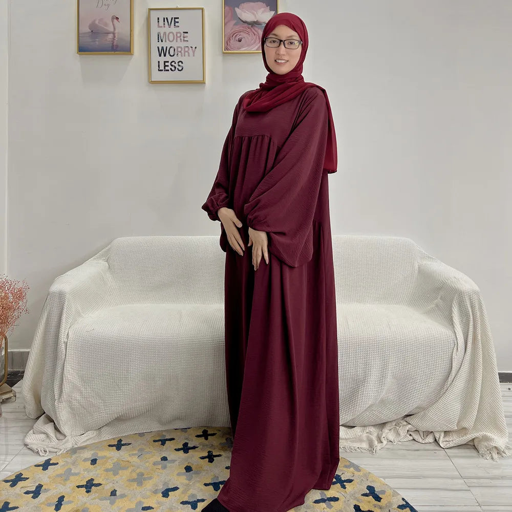 Reliable abaya manufacturer Loriya loose wear wrinkle polyester muslim plain abaya modest dresses for women