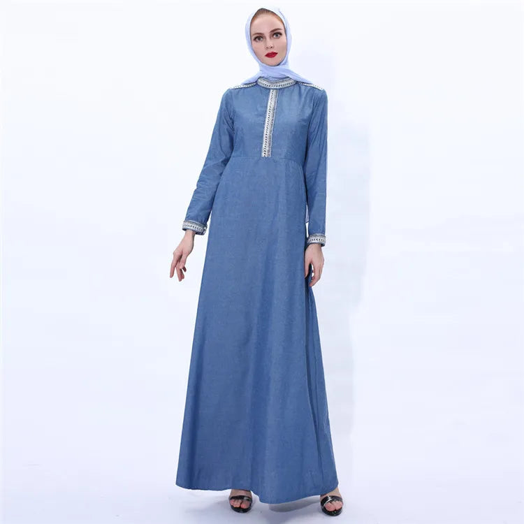 High quality Jeans arabic muslim girl long party dresses