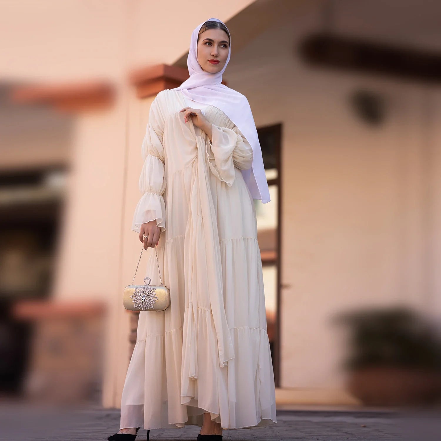 Loriya Wholesale  Islamic Clothing Dubai Abaya Muslim Dress Kimono Summer Muslim Girls Abaya