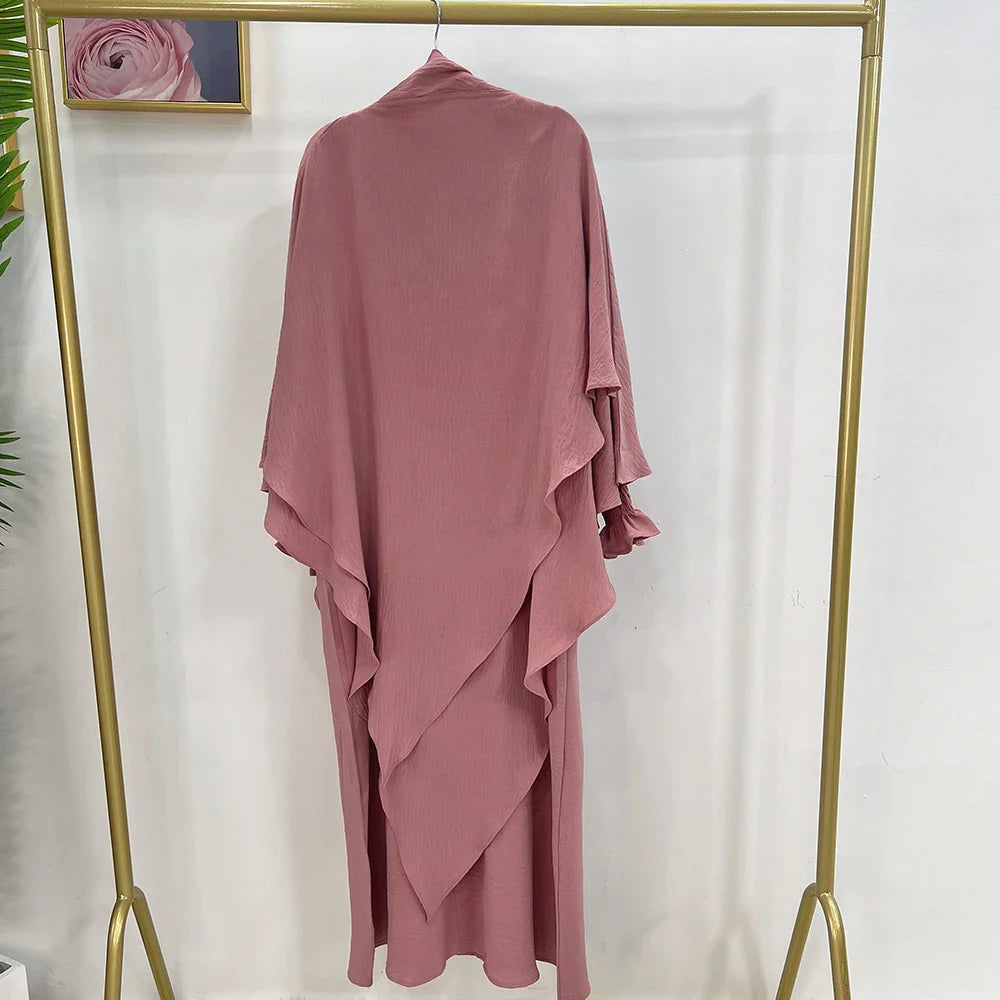 Loriya Fashion Vêtements islamiques 2023 EID Prayer Abaya Set Robes modestes et deux couches Khimar Turquie Dubaï Abaya Robe musulmane 