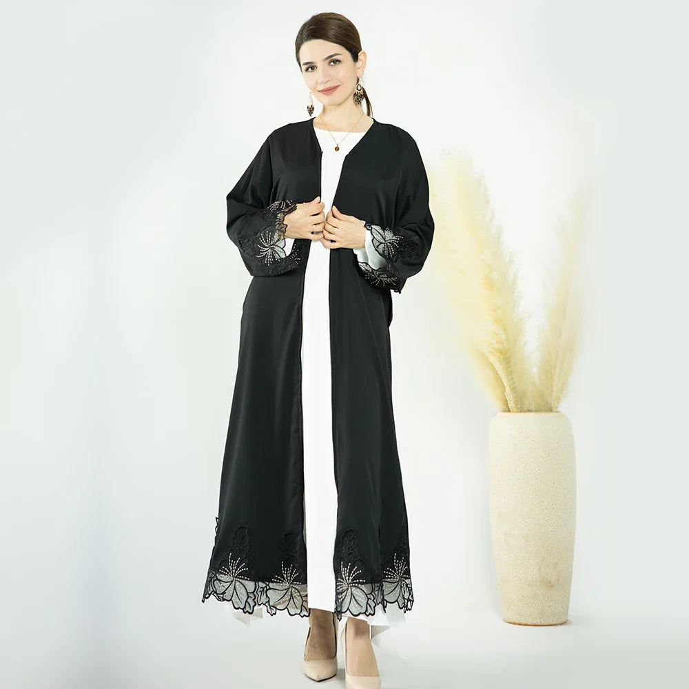 2023 Loriya Latest Islamic Clothing Muslim Girls Abaya Dubai Women  Satin Plain Modest Dresses