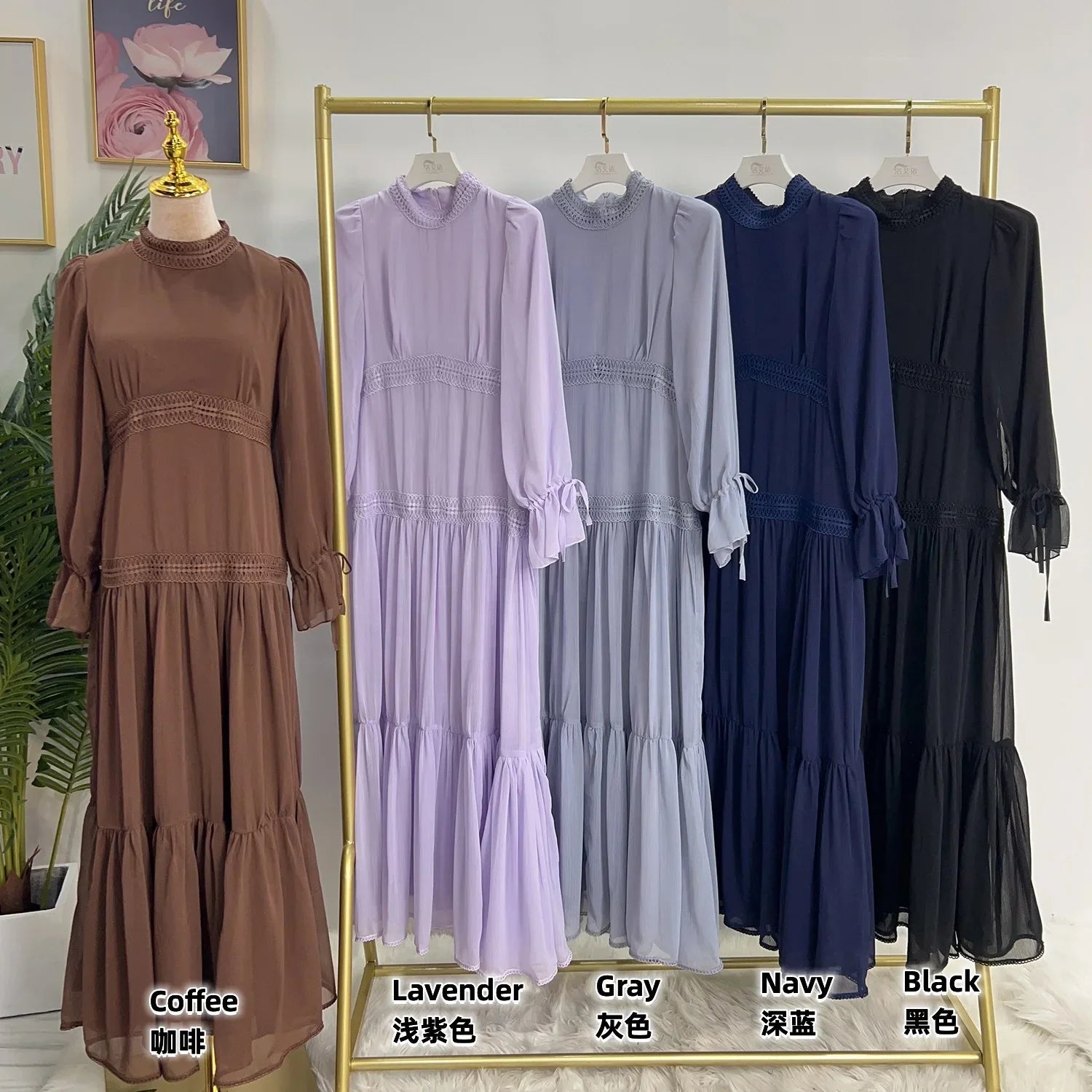 Loriya Chiffon Long Maxi Dress Women Dresses Casual Summer Modest 2023 New Abaya Dubai Modest Evening Dress