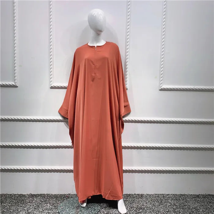 Loriya Wholesale Eid Plus Size Islamic Clothing Muslim Women Jilbab Prayer Butterfly Sleeve Abaya Dress and 3 Layers Khimar