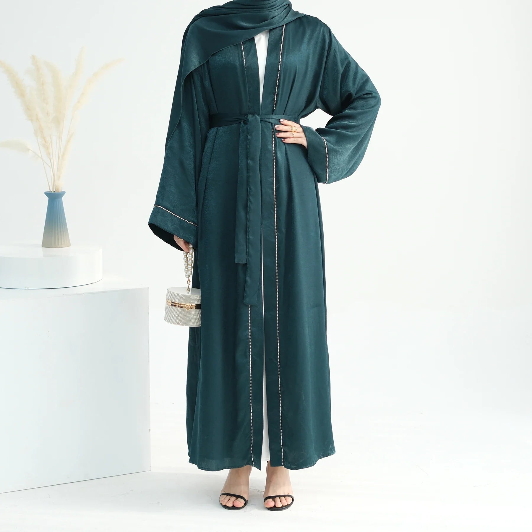 2024 Eid Loriya Custom Abaya Manufacturer Dubai Abaya Designs Islamic Clothing Cardigan With Diamond Abaya Women Muslim Dress