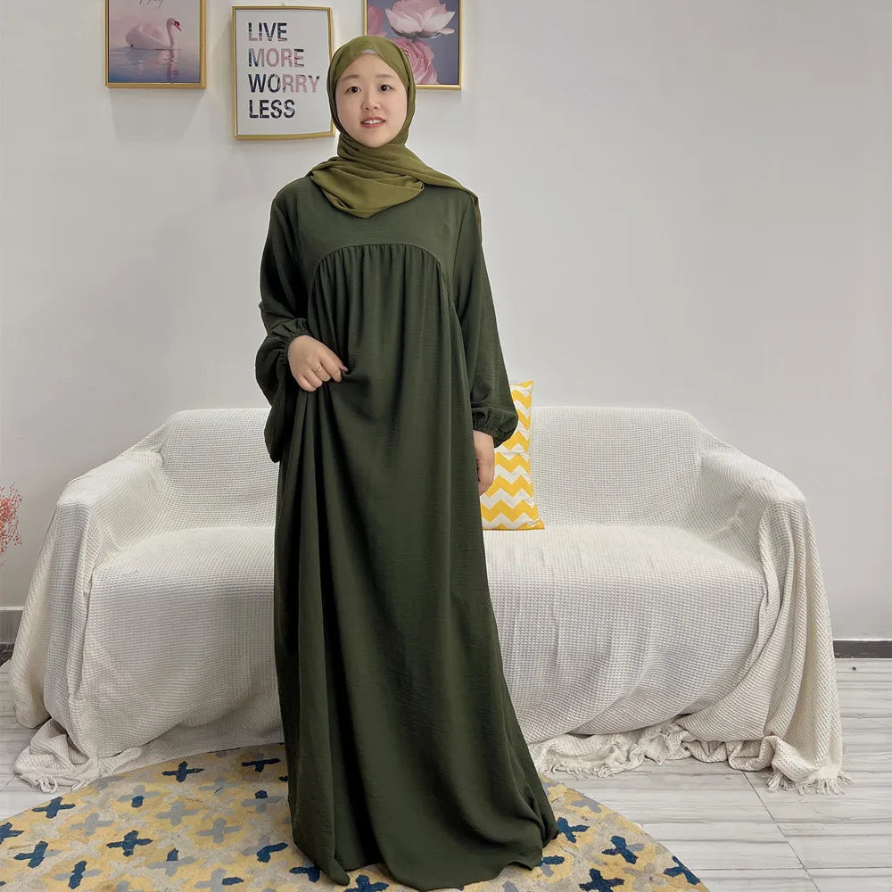 Reliable abaya manufacturer Loriya loose wear wrinkle polyester muslim plain abaya modest dresses for women