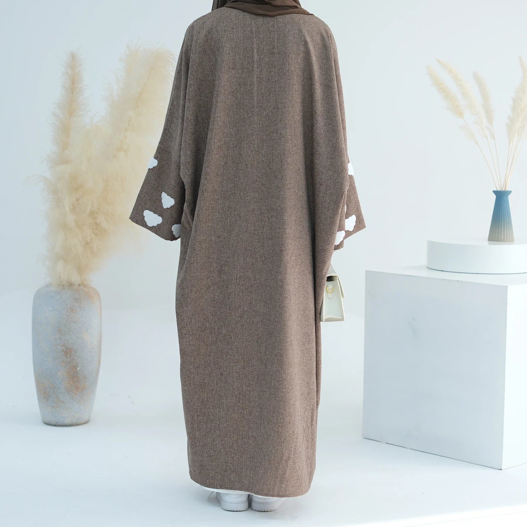 Loriya New Abaya Designs Cloud Linen Abaya Women Muslim Dress Traditional Muslim Clothing Modest Cardigan Open Abaya