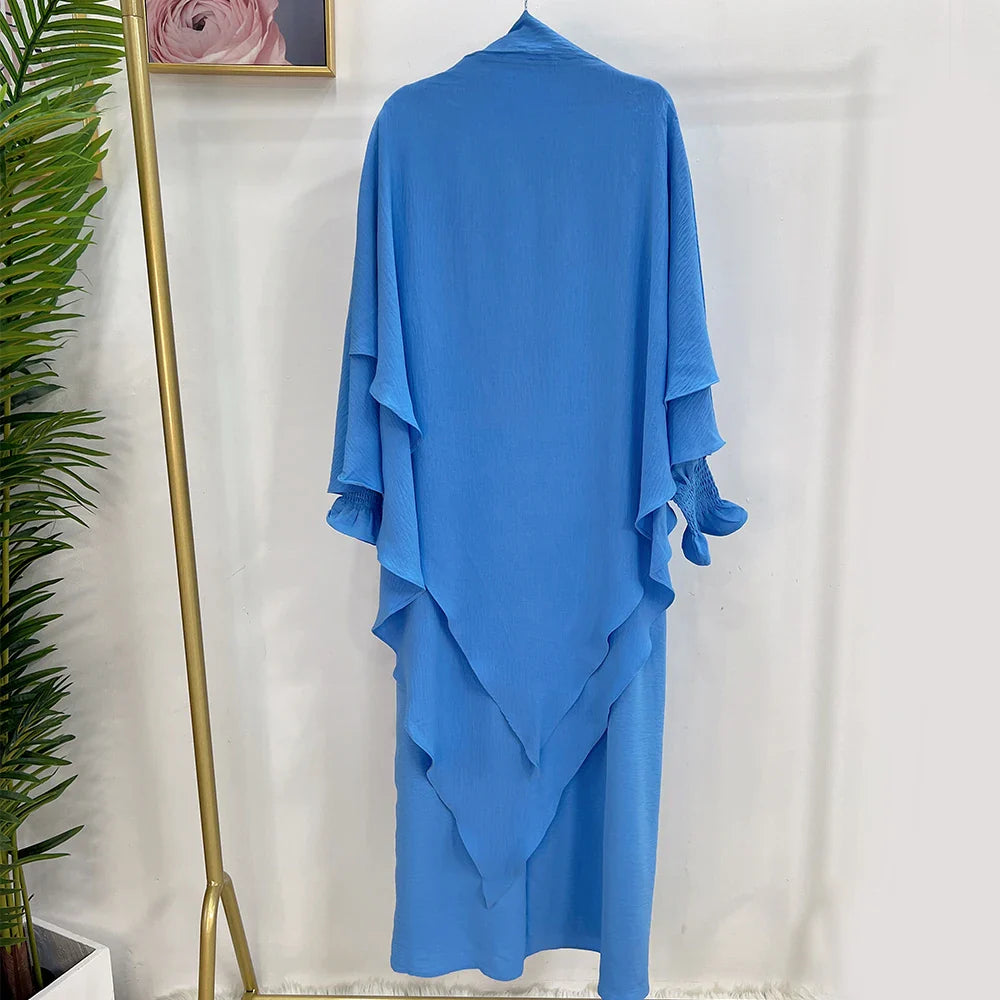 Loriya Fashion Vêtements islamiques 2023 EID Prayer Abaya Set Robes modestes et deux couches Khimar Turquie Dubaï Abaya Robe musulmane 