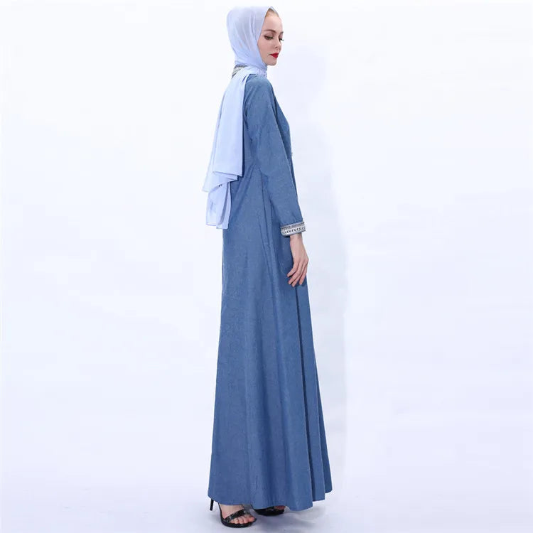 High quality Jeans arabic muslim girl long party dresses