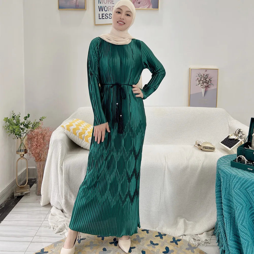 Loriya New abaya 2022 Muslim Dress fashion pleated abaya in Dubai  Inner abaya dress for women