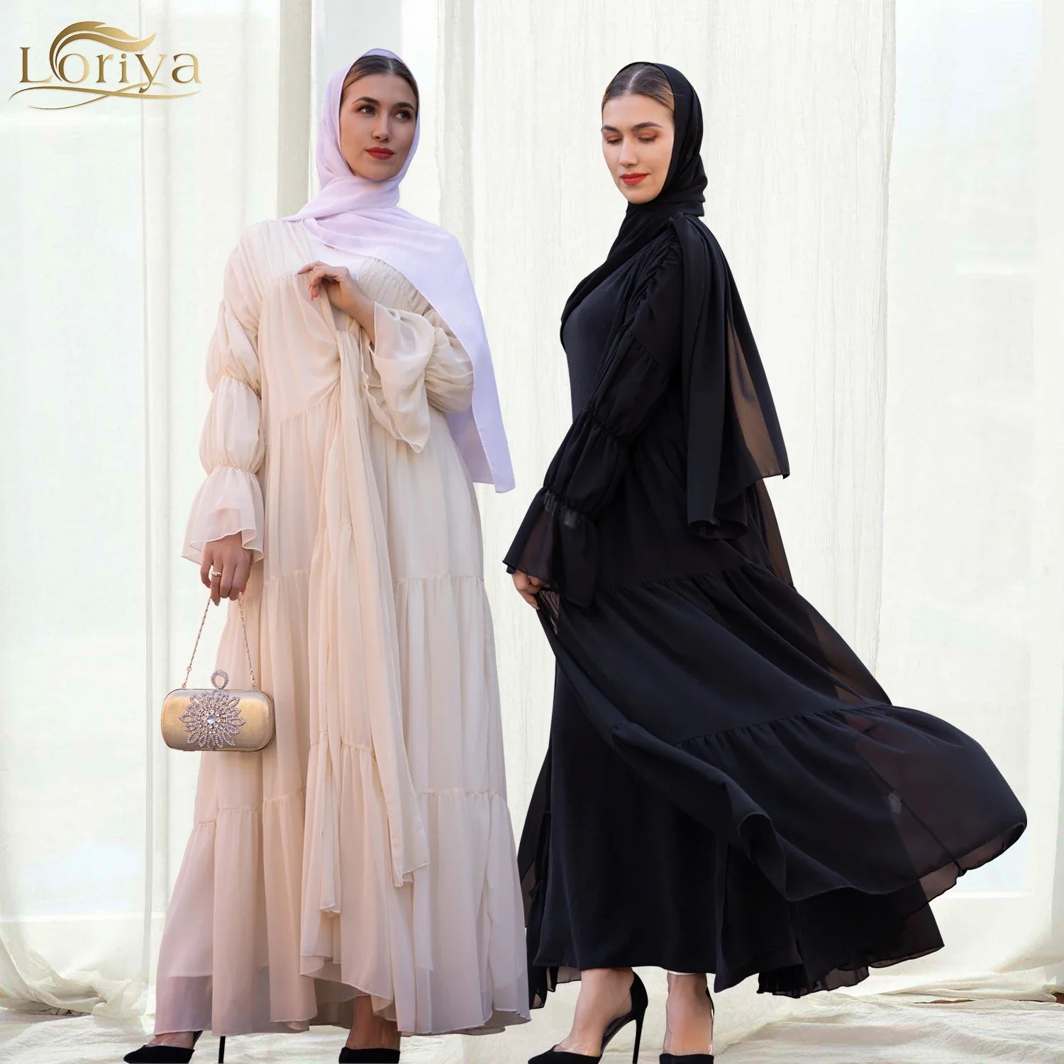 Loriya Wholesale  Islamic Clothing Dubai Abaya Muslim Dress Kimono Summer Muslim Girls Abaya