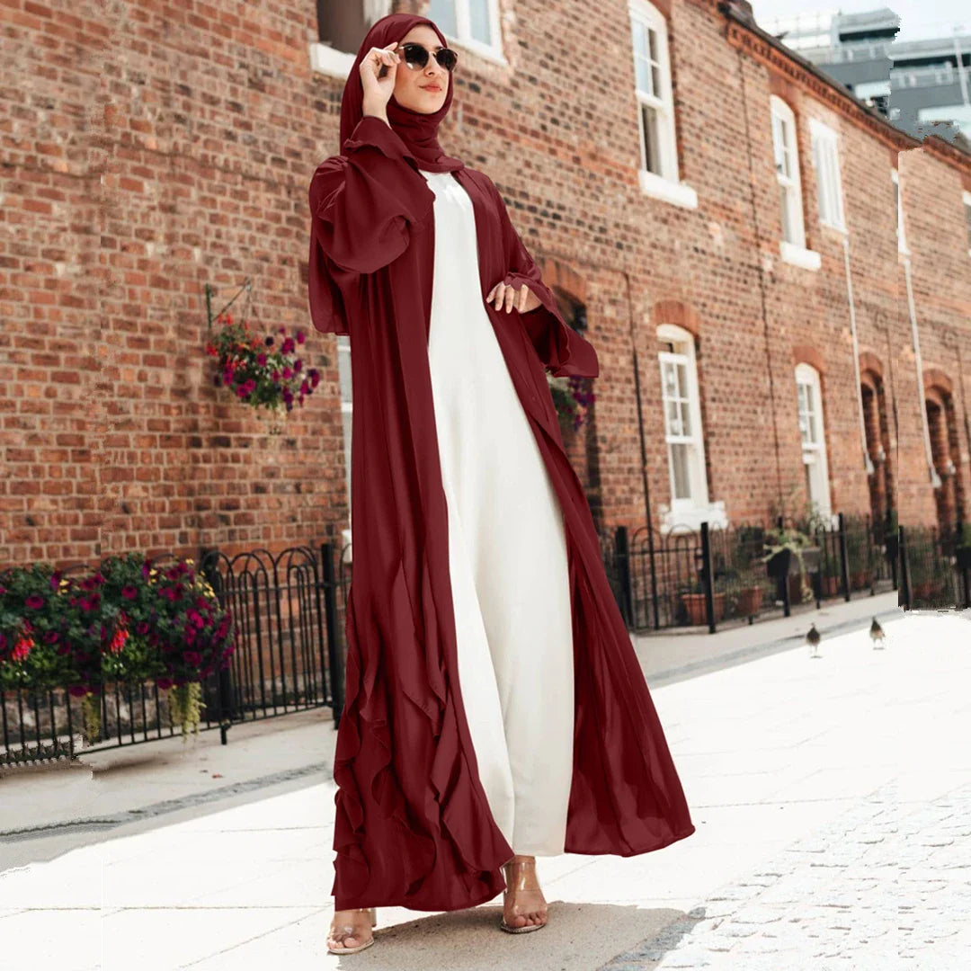 Beautiful Elegant  islamic clothing muslim women girl dubai kaftan caftan abaya dress with ruffles