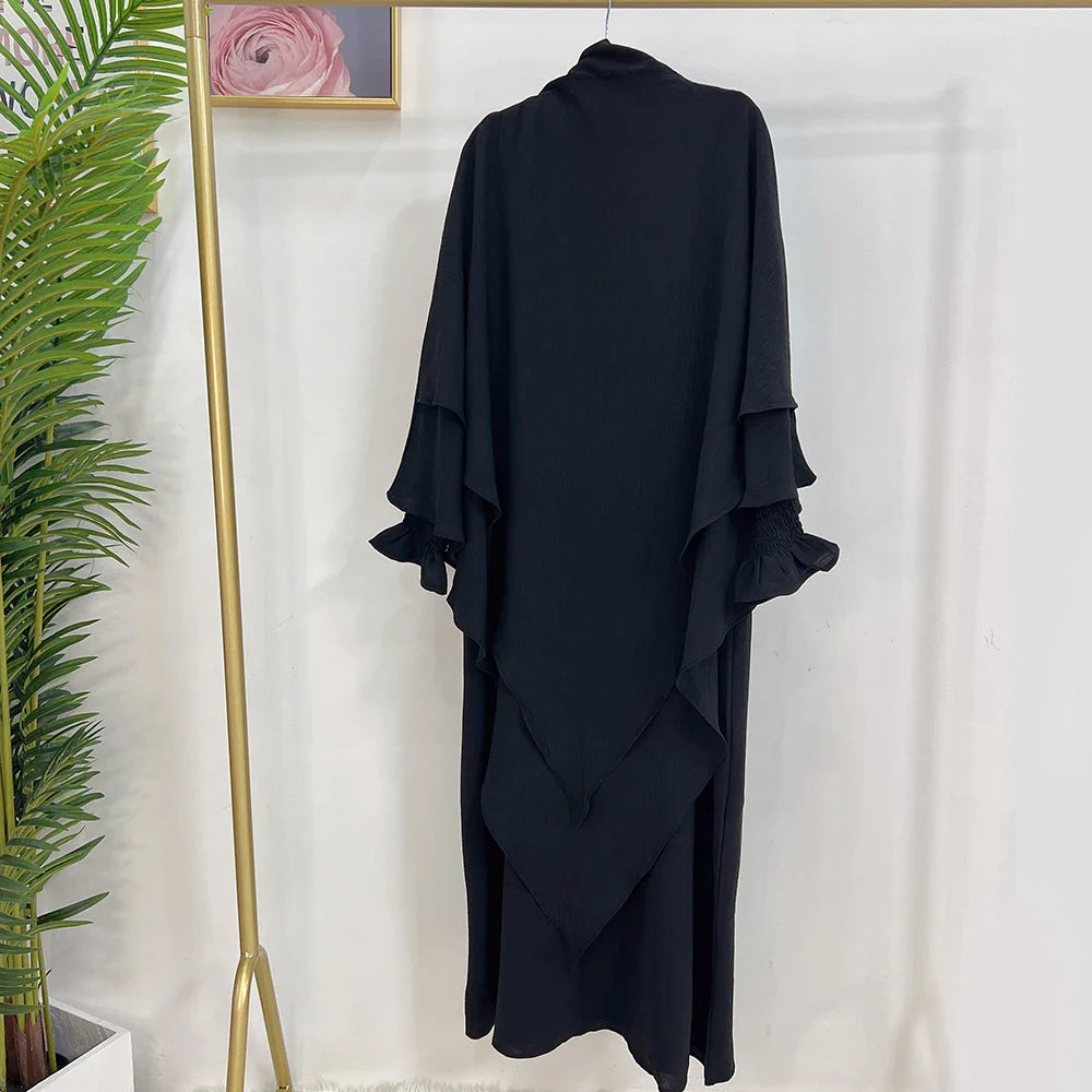 Loriya Fashion Vêtements islamiques 2023 EID Prayer Abaya Set Robes modestes et deux couches Khimar Turquie Dubaï Abaya Robe musulmane 