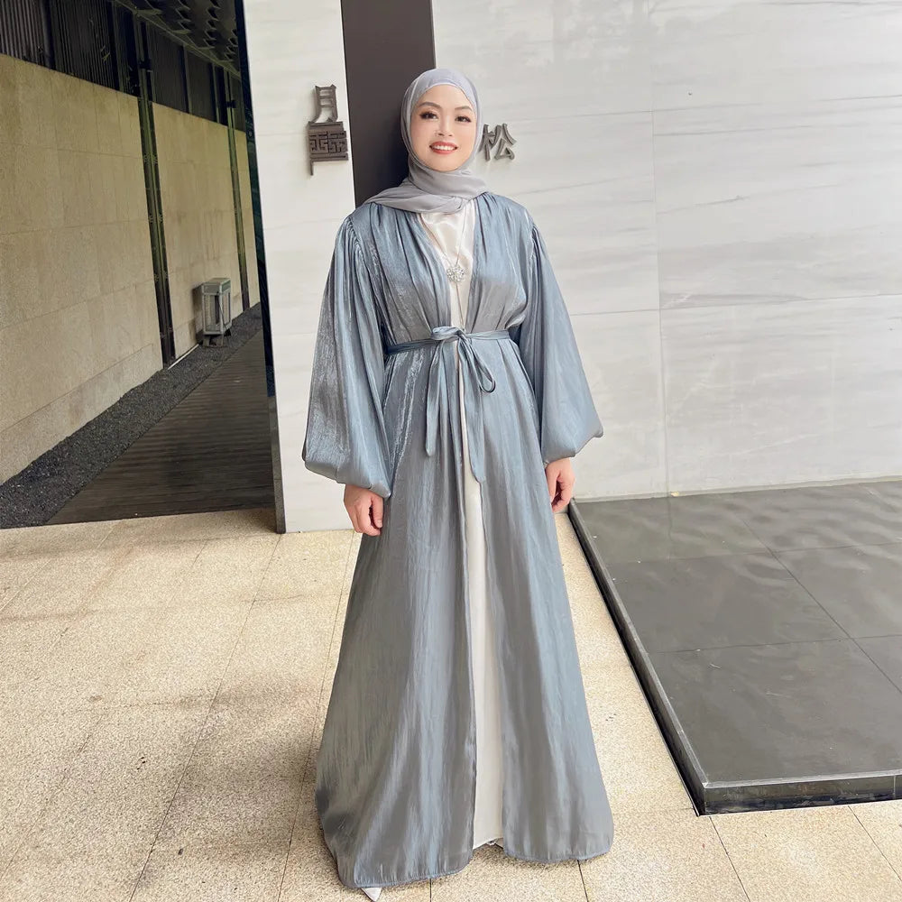 Loriya Gros Modeste Femmes Ouvert Abaya Robe Islamique Moderne Moyen-Orient Arabie Dubaï Vêtements Islamiques 