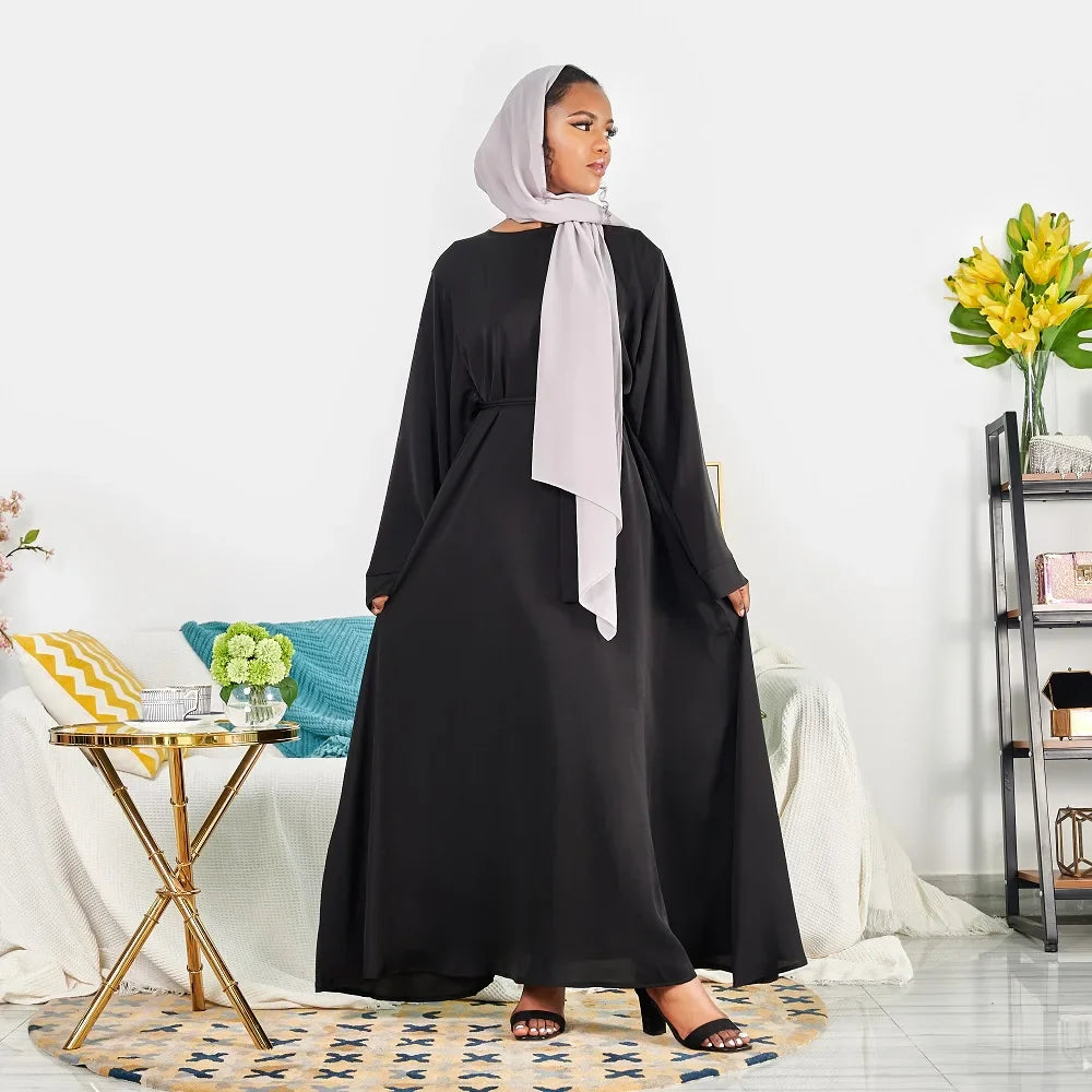 LR363 EID Abaya Dubai Turkey Solid Color Simple Modest Islamic Clothing Muslim women dress Abaya