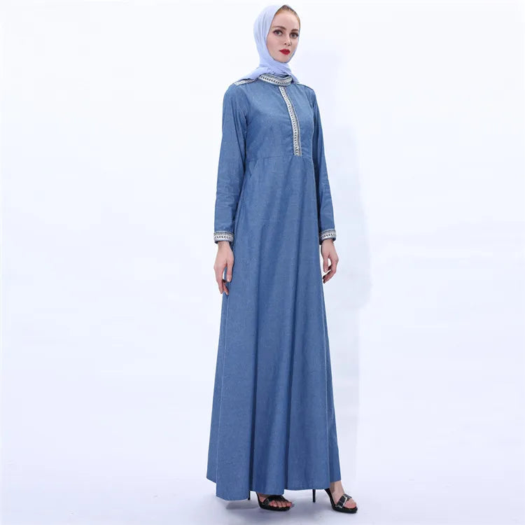 High quality Jeans arabic muslim girl long party dresses