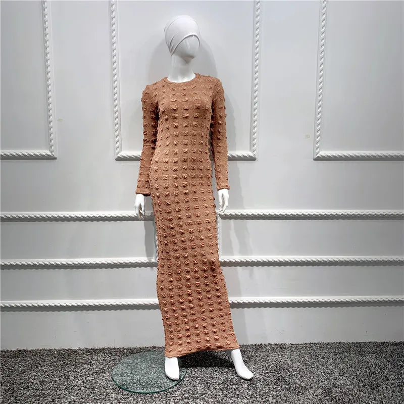 Wholesale good quality fall winter bodycon elegant dress Muslim women Abaya Islamic clothing