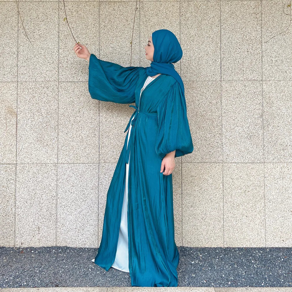 Loriya Gros Modeste Femmes Ouvert Abaya Robe Islamique Moderne Moyen-Orient Arabie Dubaï Vêtements Islamiques 