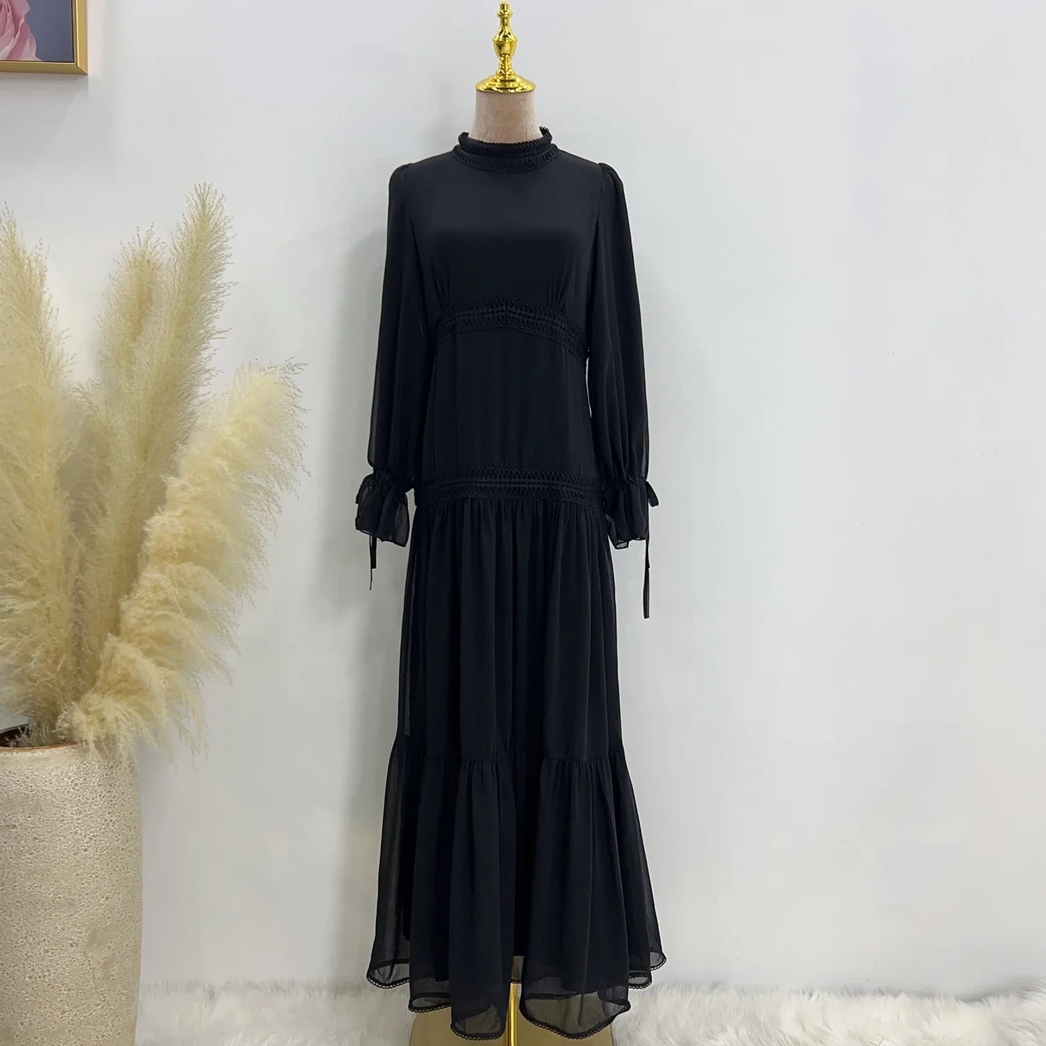 Loriya Chiffon Long Maxi Dress Women Dresses Casual Summer Modest 2023 New Abaya Dubai Modest Evening Dress