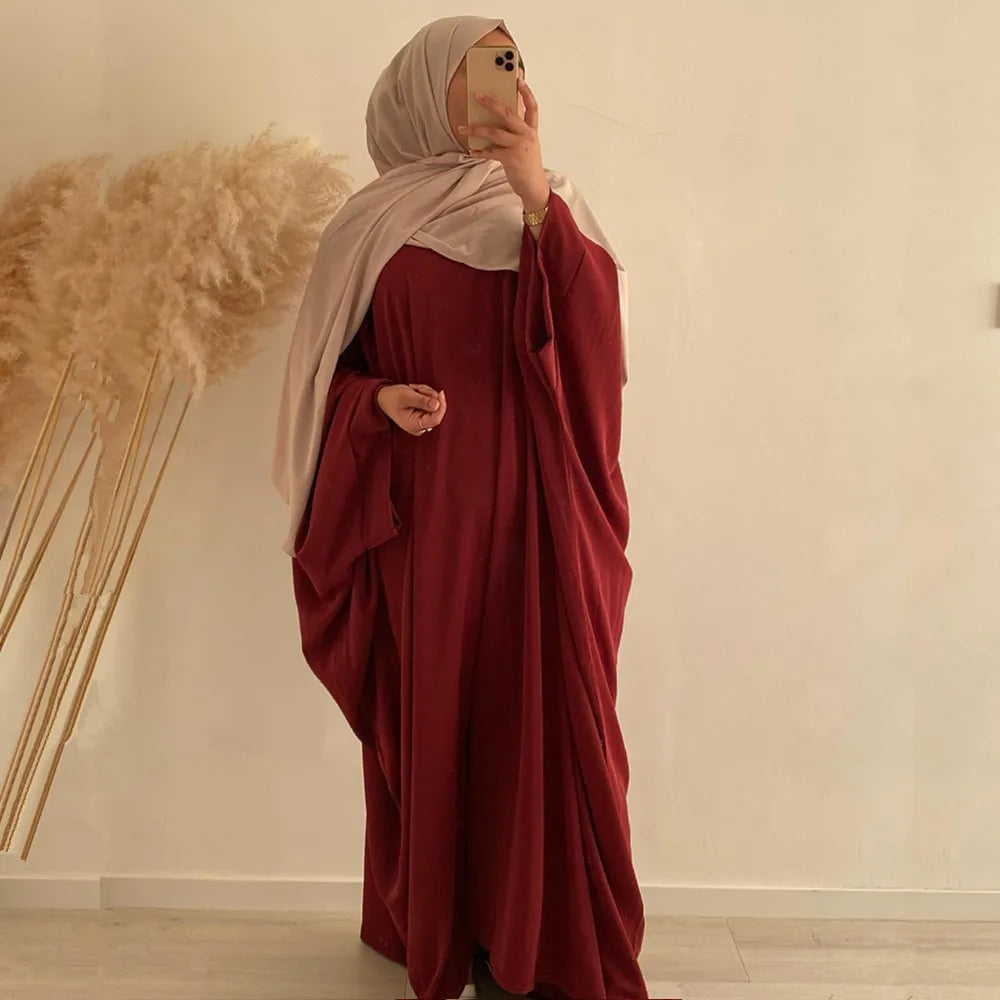 Hot Sale Latest Islamic Clothing Muslim Abaya Solid Colors Batwing Style Kaftan Burka Islamic Dress