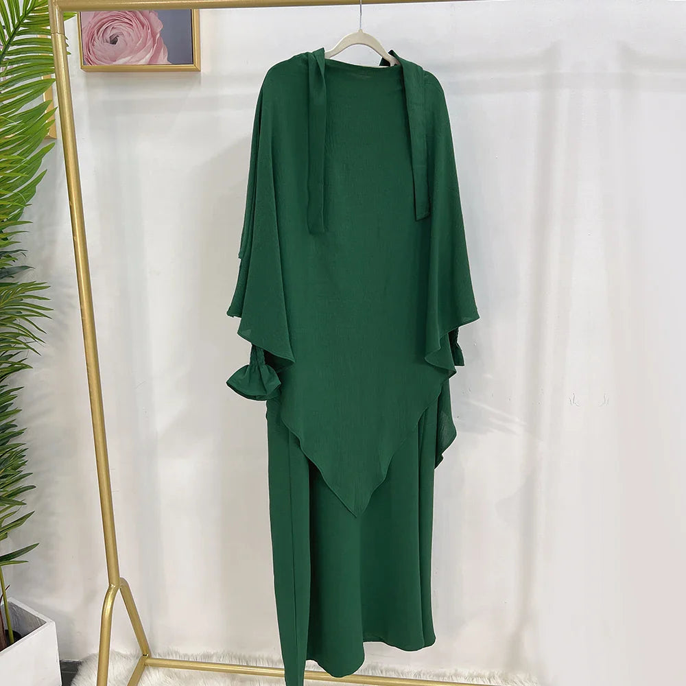 Loriya Fashion Vêtements islamiques 2023 EID Prayer Abaya Set Robes modestes et deux couches Khimar Turquie Dubaï Abaya Robe musulmane 